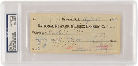 Lot #734 Moe Berg Signed Check
