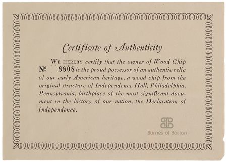 Lot #254 Independence Hall Wood Relic - Limited Edition - Image 5