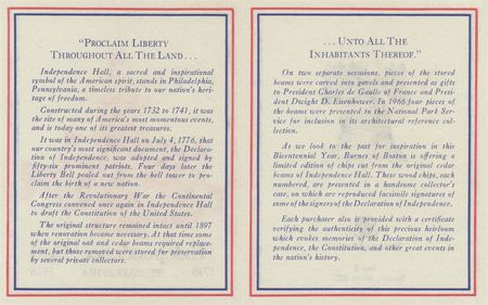 Lot #254 Independence Hall Wood Relic - Limited Edition - Image 7