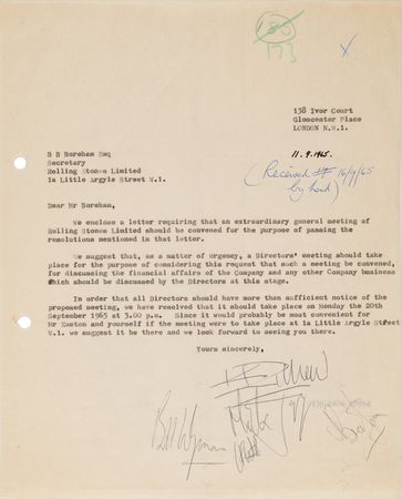 Lot #532 Rolling Stones Early Band-Signed Document