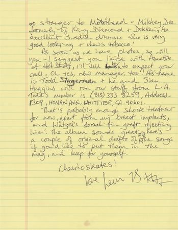 Lot #605 Motorhead: Lemmy Kilmister Autograph Letter Signed - 