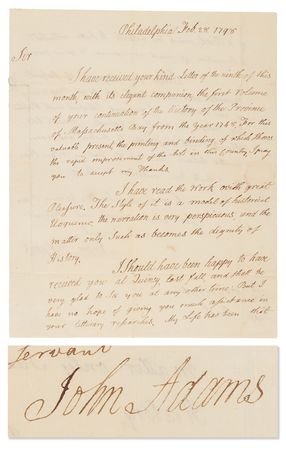Lot #1 John Adams Autograph Letter Signed as