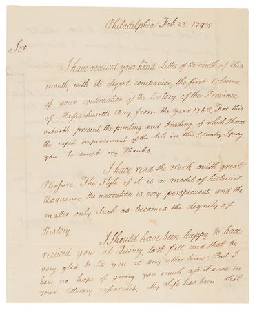 Lot #1 John Adams Autograph Letter Signed as President to Historian George R. Minot on His History of the Province of Massachusetts Bay - Image 2
