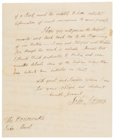 Lot #1 John Adams Autograph Letter Signed as President to Historian George R. Minot on His History of the Province of Massachusetts Bay - Image 3