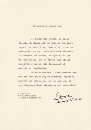 Lot #258 King Edward VIII Signed Souvenir