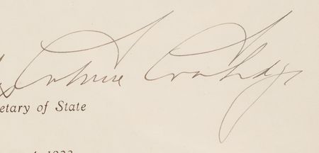 Lot #31 Calvin Coolidge Signed Broadside as President on the Death of Warren G. Harding: 