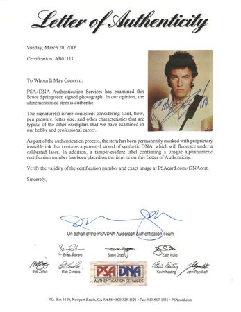 Lot #616 Bruce Springsteen Signed Photograph - Image 2