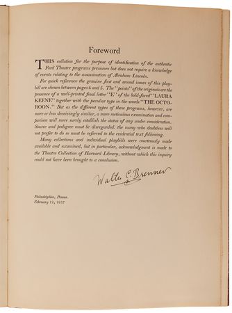 Lot #225 The Ford Theatre Lincoln Assassination Playbills Book - Signed by Walter C. Brenner (Ltd. Ed. #72/75) - Image 2