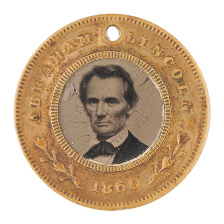 Lot #401 Abraham Lincoln and Hannibal Hamlin 1860 Presidential Campaign Ferrotype Token - Image 1