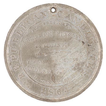 Lot #403 Abraham Lincoln and Andrew Johnson 1864 Presidential Campaign Medallion - Image 2
