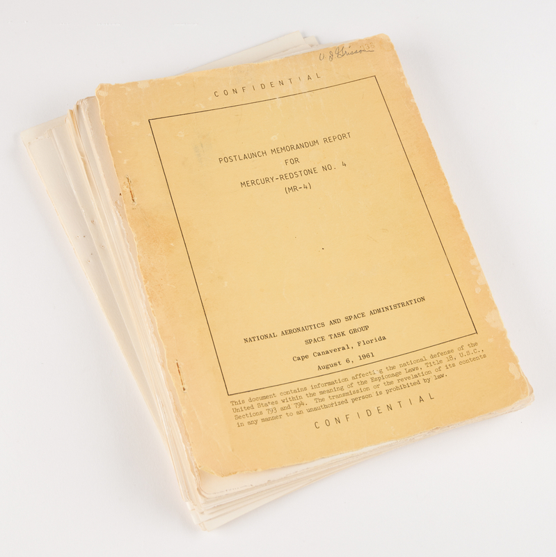 Lot 5088 Liberty Bell 7: Postlaunch Memorandum Report for Mercury-Redstone 4 - From the Personal Collection of Gus Grissom