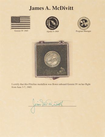 Lot #5097 Gemini 4 Flown Fliteline Medallion - From the Personal Collection of Jim McDivitt - NGC MS 61 - Image 3