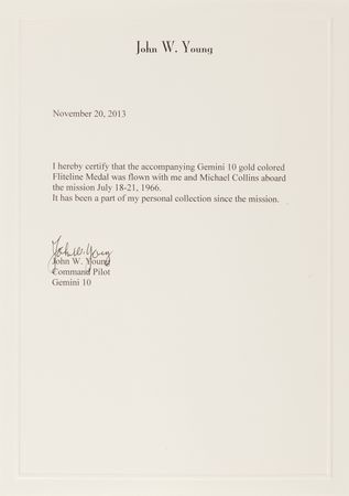 Lot #5109 Gemini 10 Flown Fliteline Medallion - From the Personal Collection of John Young - NGC MS 61 - Image 3