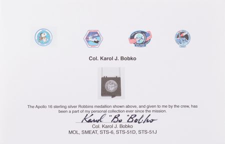 Lot #5353 Apollo 16 Unflown Robbins Medallion - From the Personal Collection of Karol Bobko - Image 3