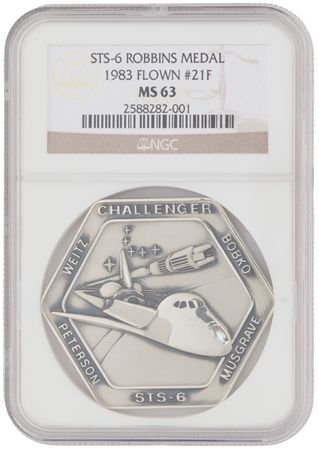 Lot #5477 STS-6 Flown Robbins Medallion - NGC MS