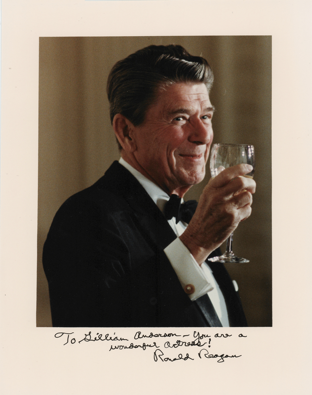 Lot 103 Ronald Reagan Signed Photograph to The X-Files Actress Gillian Anderson