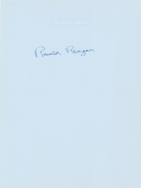 Lot 105 Ronald Reagan Signature on 'White House' Stationery