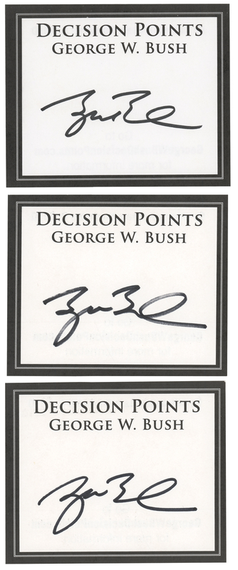 Lot 123 George W. Bush (3) Signed 'Decision Points' Bookplates