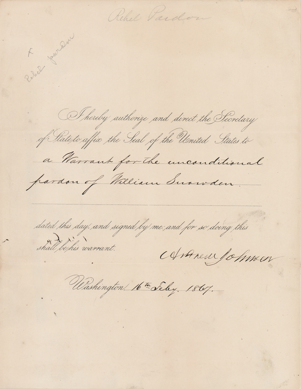 Lot 42 Andrew Johnson Document Signed as President for a 