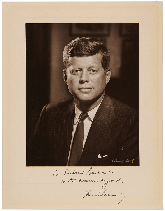 Lot 13 John F. Kennedy Signed Photograph to His Presidential Portraitist, Fabian Bachrach