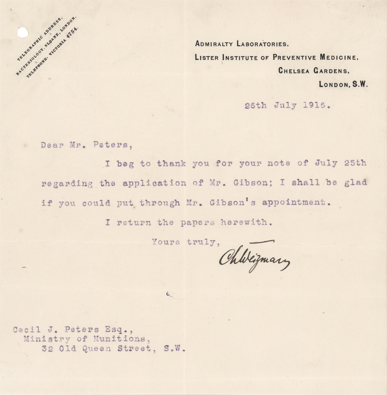 Lot 173 Chaim Weizmann Typed Letter Signed
