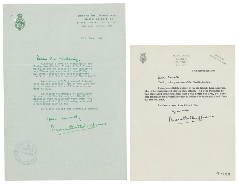 Lot 314 Mountbatten of Burma (2) Typed Letter Signed