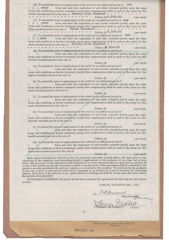 Lot 641 Thomas Mitchell Document Signed