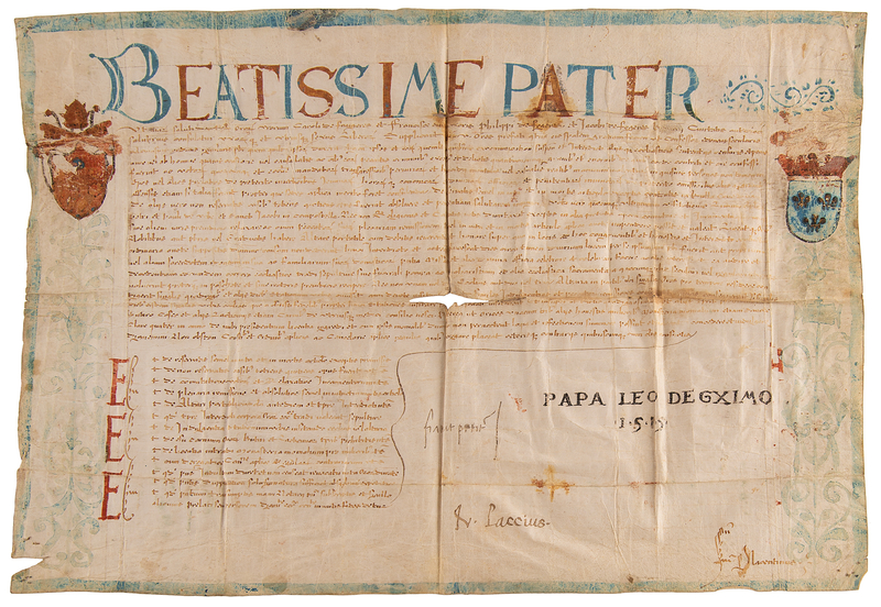 Lot 203 Pope Leo X Document Signed (1515)