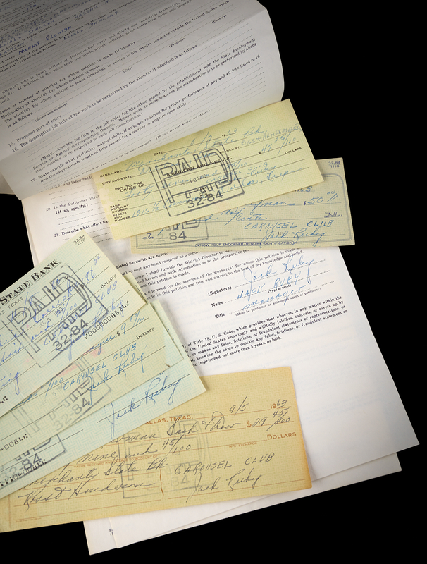 Lot 289 Jack Ruby Carousel Club Archive with (7) Signed Checks, (1) DS for the Employment of a Limbo Dancer, and Other Ephemera