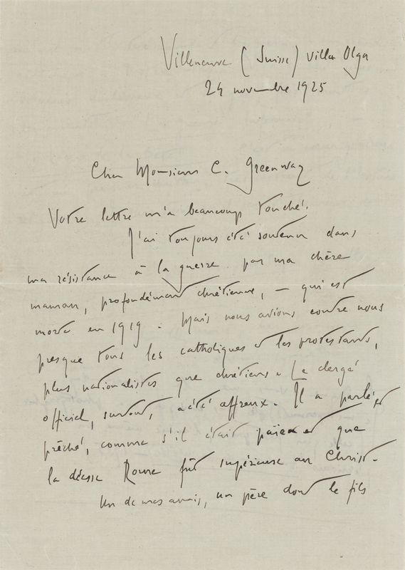 Lot 515 Romain Rolland Autograph Letter Signed