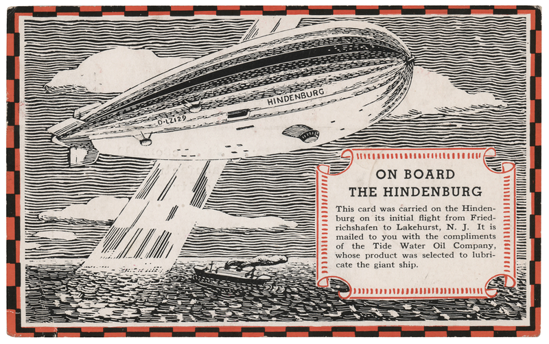 Lot 332 Hindenburg Flown Postcard: 