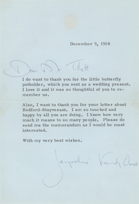 Lot 79 Jacqueline Kennedy Typed Letter Signed to Her Favored Fabric Designer