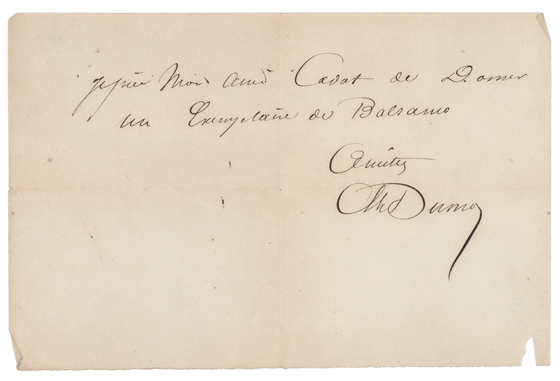 Lot 504 Alexandre Dumas, pere Autograph Note Signed