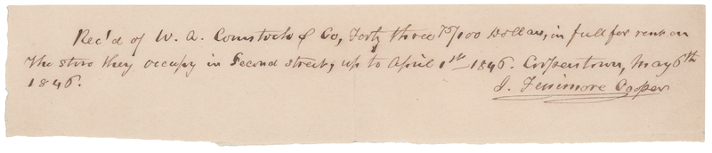 Lot 502 James Fenomire Cooper Autograph Document Signed