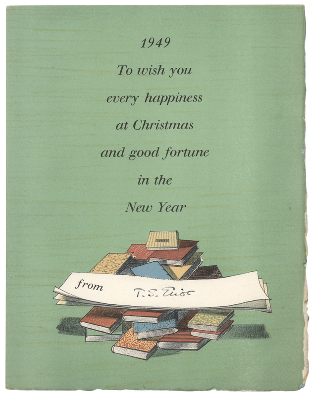 Lot 505 T. S. Eliot Signed Christmas Card