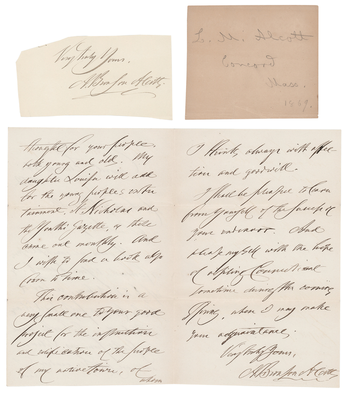 Lot 493 Louisa May and Amos Bronson Alcott (3) Signed Items
