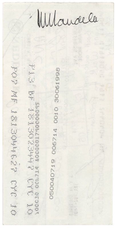 Lot 225 Nelson Mandela Signed Check