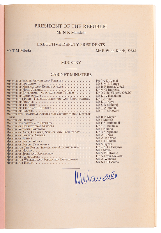 Lot 224 Nelson Mandela Signed 1994 'Debates of the Senate' Booklet