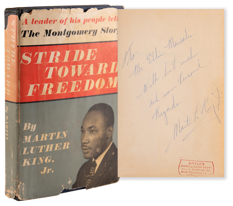 Lot 215 Martin Luther King, Jr. Signed Book - Stride Toward Freedom - Presented to the Owner of the Marsalis Mansion Motel