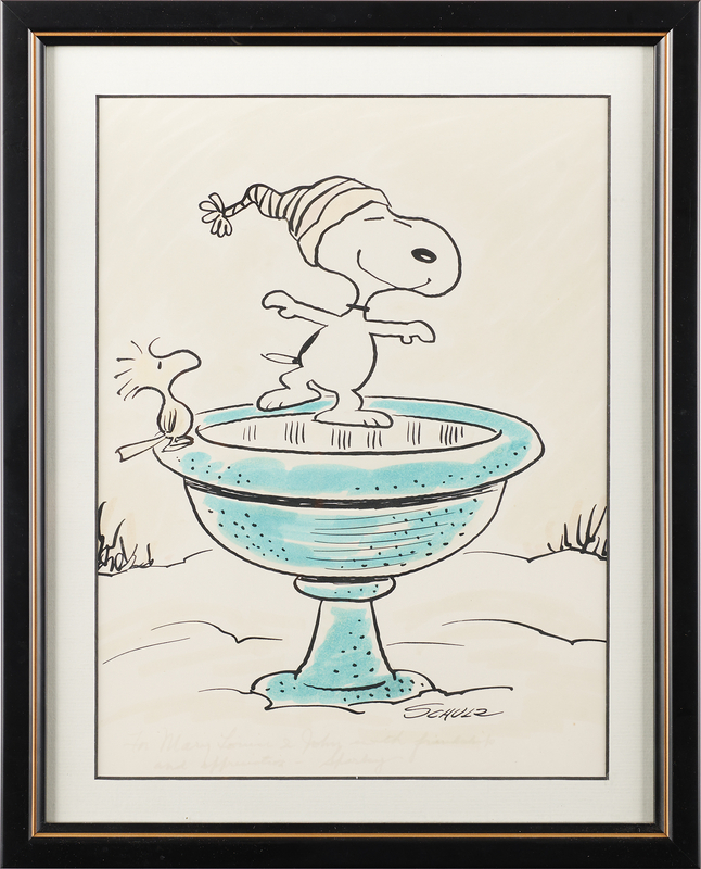 Lot 471 Charles Schulz Signed Sketch of Snoopy and Woodstock