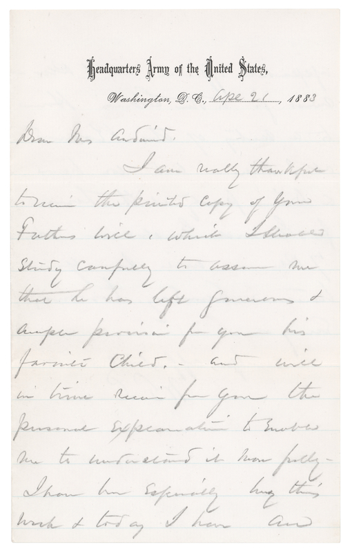 Lot 307 William T. Sherman Autograph Letter Signed