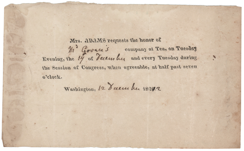 Lot 4 Louisa Adams Hand-Annotated Invitation