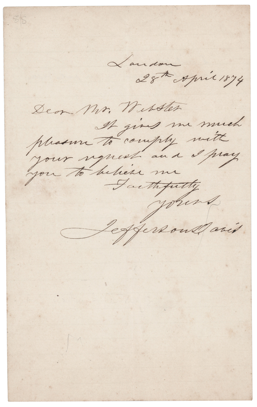 Lot 304 Jefferson Davis Autograph Letter Signed