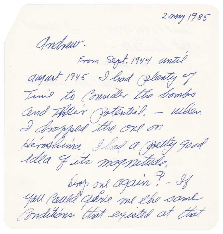 Lot 311 Enola Gay: Paul Tibbets Autograph Letter Signed - 