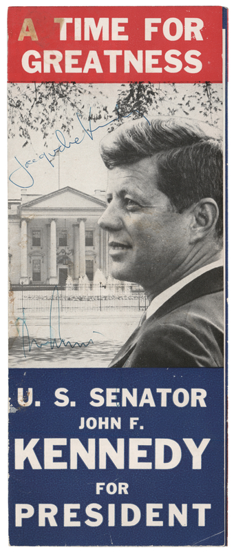 Lot 18 John F. Kennedy and Jacqueline Kennedy Signed 1960 Presidential Campaign Brochure