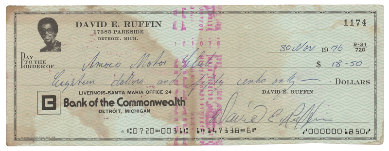 Lot 577 David Ruffin Signed Check