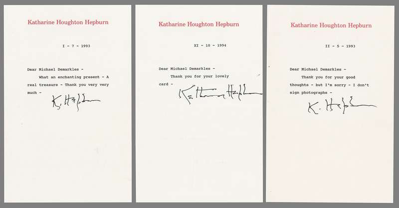 Lot 622 Katharine Hepburn (3) Typed Letters Signed