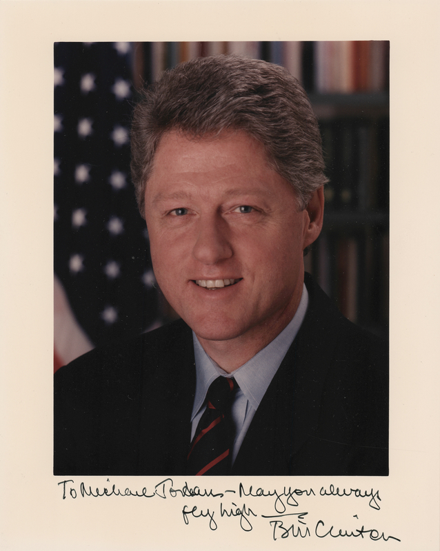 Lot 118 Bill Clinton Signed Photograph to NBA Legend Michael Jordan - 