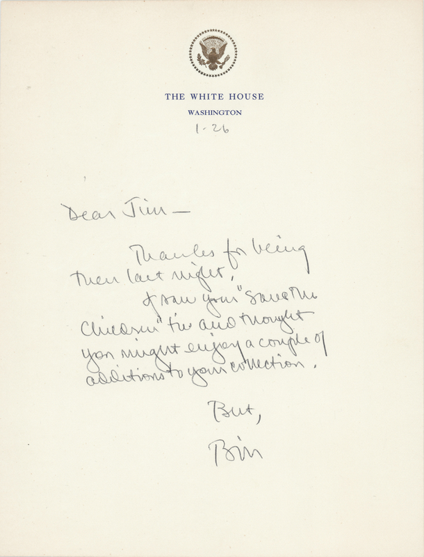 Lot 116 Bill Clinton Autograph Letter Signed (White House Letterhead)