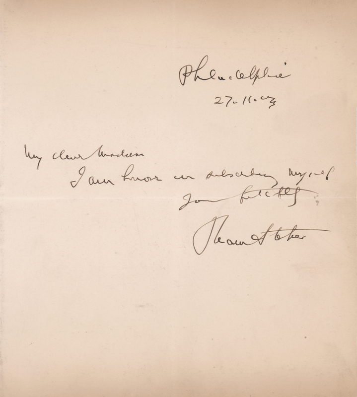 Lot 519 Bram Stoker Autograph Letter Signed